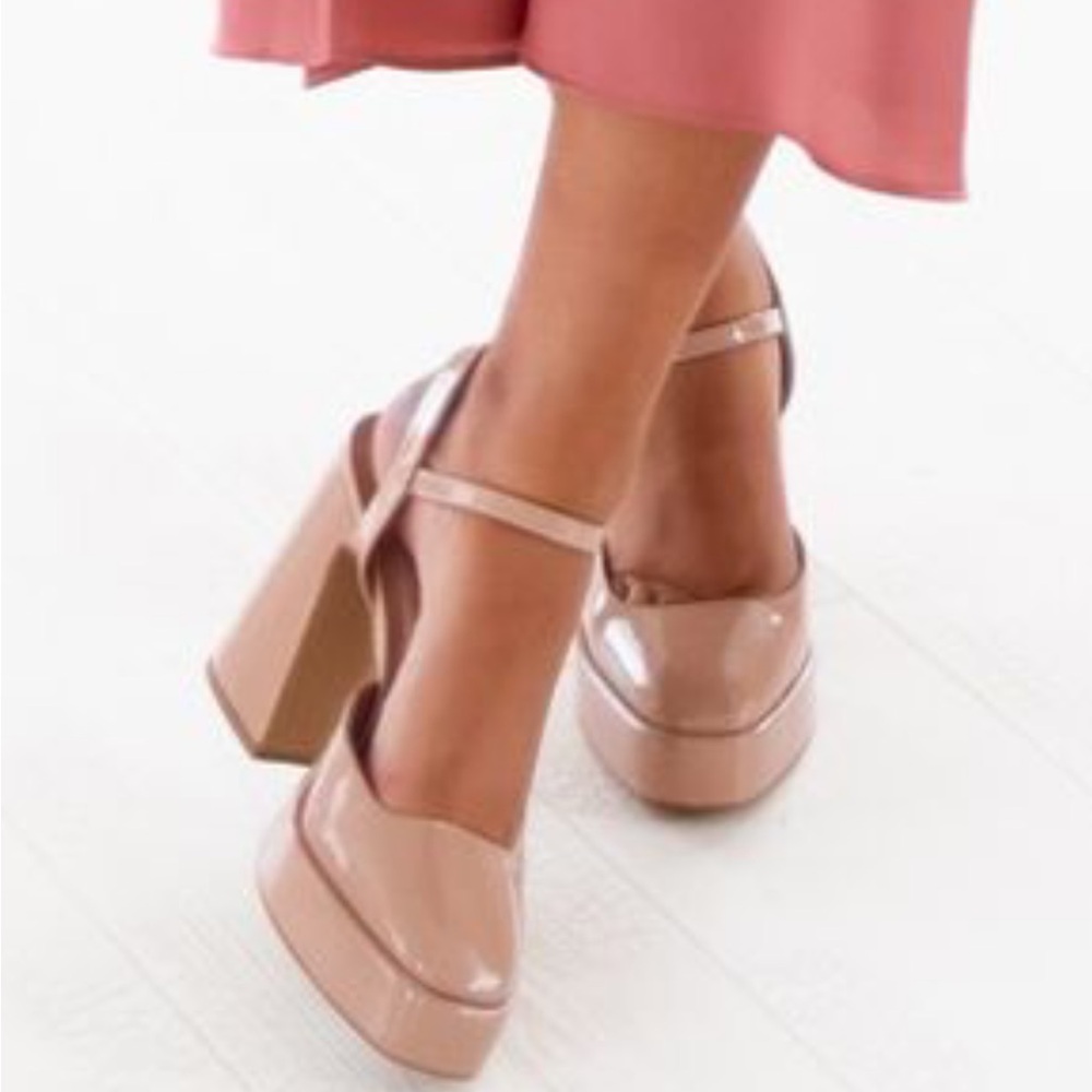 Vince Camuto Platform Heels Women's Nude Chunky Square Toe